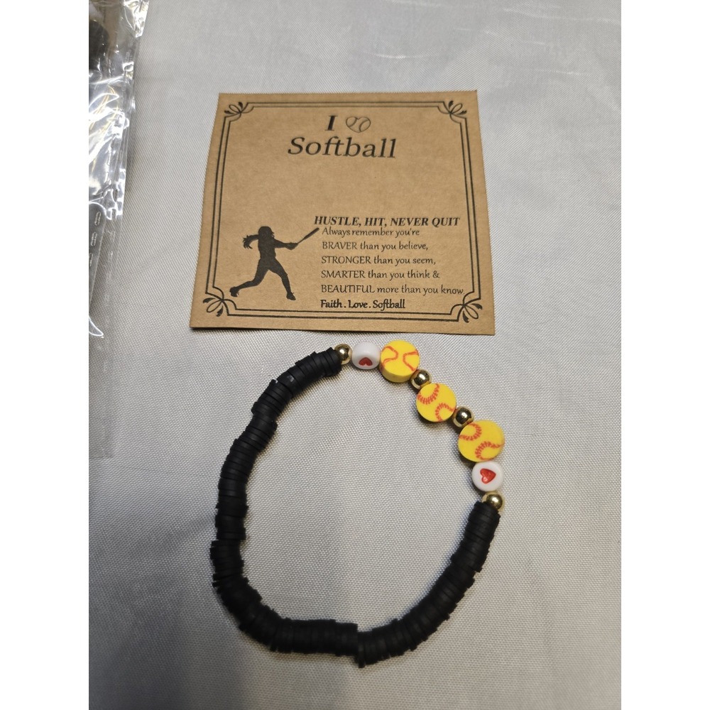 I Love Softball Beaded Bracelet‎ And Inspiration Card Lot Of 10 Team Gift Girls